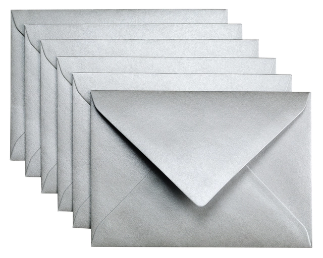 Een Envelop Papicolor C6 114x162mm metallic zilver pak à 6 stuks koop je bij Hoekmankantoorartikelen.nl