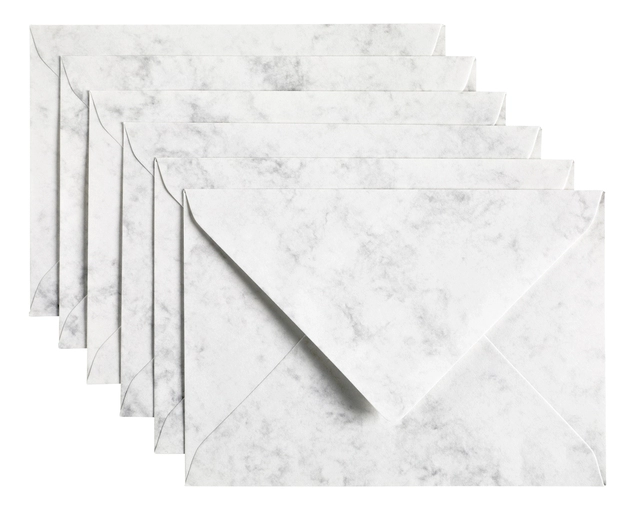 Een Envelop Papicolor C6 114x162mm marble grijs pak à 6 stuks koop je bij Hoekmankantoorartikelen.nl