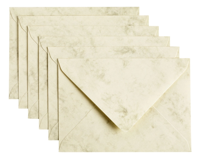 Een Envelop Papicolor C6 114x162mm marble ivoor pak à 6 stuks koop je bij Hoekmankantoorartikelen.nl