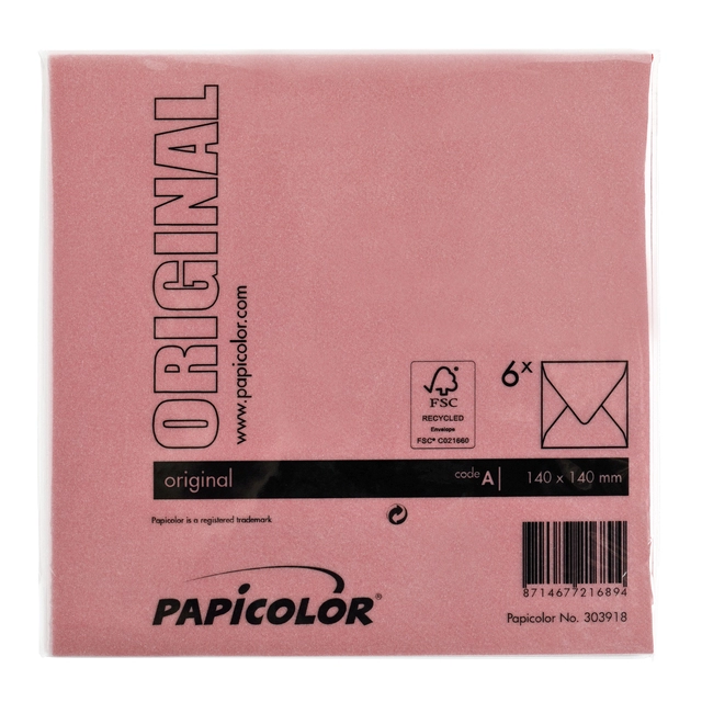 Een Envelop Papicolor 140x140mm rood pak à 6 stuks koop je bij Hoekmankantoorartikelen.nl