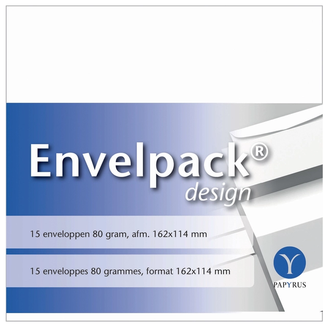 Een Envelop Papyrus Envelpack Design C6 114x162mm wit 894406 15 stuks koop je bij Hoekmankantoorartikelen.nl