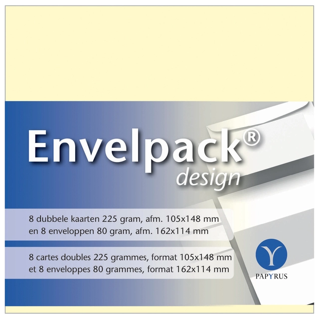 Een Dubbele kaart Papyrus Envelpack Design C6 114x162mm ivoor 894430 set van 8 koop je bij Hoekmankantoorartikelen.nl