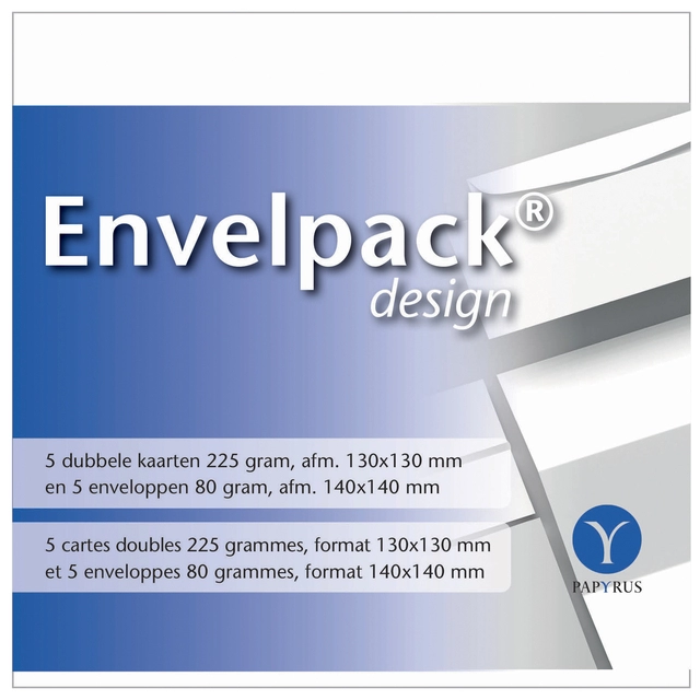 Een Dubbele kaart Papyrus Envelpack Design vierkant 140x140mm wit 894446 set van 5 koop je bij Hoekmankantoorartikelen.nl