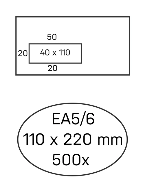 Een Envelop Hermes EA5/6 110x220mm venster 4x11links zelfklevend 500 stuks koop je bij Hoekmankantoorartikelen.nl