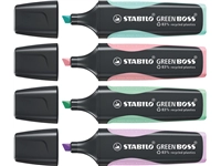 Een Markeerstift STABILO GREEN BOSS 6070/4 pastel assorti etui à 4 stuks koop je bij VHK Kantoorartikelen