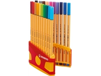 Een Fineliner STABILO point 88 ColorParade rollerset geel/rood fijn assorti etui à 20 stuks koop je bij VHK Kantoorartikelen