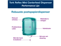 Een Dispenser Tork Reflex™ M4 performance lijn centerfeed wit/turquoise 473180 koop je bij VHK Kantoorartikelen