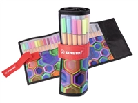 Een Fineliner STABILO point 88/25 Arty rollerset zwart fijn assorti etui à 25 stuks koop je bij VHK Kantoorartikelen