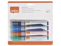 Een Viltstift Nobo whiteboard Liquid ink schuin assorti 4mm 4st koop je bij VHK Kantoorartikelen