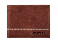 Een Portemonee Maverick Rough Gear compact met kleingeldvak RFID leer bruin koop je bij VHK Kantoorartikelen