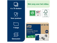 Een Reinigingsdoek Tork Kitchen Cleaning W4 extra absorberend 4 pakken wit 473179 koop je bij Hoekmankantoorartikelen.nl