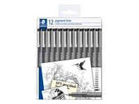 Een Fineliner Staedtler Pigment 308 zwart set à 12 breedtes koop je bij VHK Kantoorartikelen