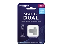 Een USB-stick Integral 3.0 USB-360-C Dual 128GB koop je bij VHK Kantoorartikelen