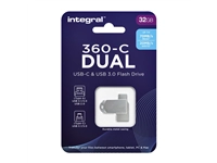 Een USB-stick Integral 3.0 USB-360-C Dual 32GB koop je bij VHK Kantoorartikelen