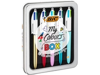 Een Balpen Bic 4kleuren My Bic medium assorti blik à 5 stuks koop je bij VHK Kantoorartikelen