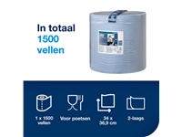 Een Poetspapier Tork Wiping Plus W1 37cmx510m blauw 130050 koop je bij Hoekmankantoorartikelen.nl