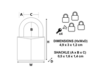 Een Hangslot MasterLock 4 gelijksluitend messing 30mm 4 stuks koop je bij Hoekmankantoorartikelen.nl