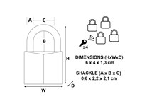 Een Hangslot MasterLock 4 gelijksluitend messing 40mm 4 stuks koop je bij Hoekmankantoorartikelen.nl