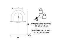 Een Hangslot MasterLock 2 gelijksluitend messing 50mm 2 stuks koop je bij Hoekmankantoorartikelen.nl