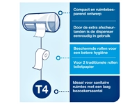 Een Toiletpapier Tork T4 advanced 2-laags 400vel wit 472168 koop je bij VHK Kantoorartikelen