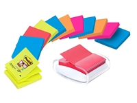 Een Memoblokdispenser 3M tbv Post-it Z-Note 76x76mm transparant + 12 blok Z-notes koop je bij VHK Kantoorartikelen