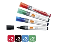 Een Viltstift Nobo whiteboard Liquid ink schuin assorti 4mm 10stuks koop je bij VHK Kantoorartikelen