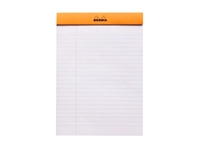 Een Schrijfblok Rhodia A5 lijn 80 vel 80gr met kantlijn oranje koop je bij VHK Kantoorartikelen