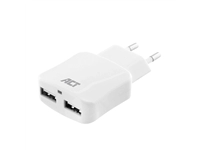 Een Oplader ACT USB 2 poorts 2.1A 12W wit koop je bij VHK Kantoorartikelen