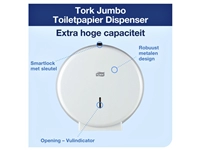 Een Toiletpapierdispenser Tork Jumbo T1 metaal wit 246040 koop je bij VHK Kantoorartikelen