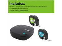 Een Labelprinter Dymo LetraTag 200B draagbaar bluetooth 12mm zwart promopack koop je bij Hoekmankantoorartikelen.nl