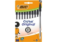 Een Balpen Bic Cristal medium zwart blister à 10 stuks koop je bij Hoekmankantoorartikelen.nl