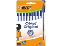 Een Balpen Bic Cristal medium blauw blister à 10 stuks koop je bij Hoekmankantoorartikelen.nl