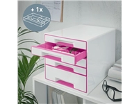 Een Ladenblok Leitz WOW 5 laden wit/roze koop je bij Sysdicom BV