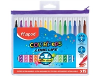 Een Viltstift Maped Color'Peps Long Life set á 15 kleuren koop je bij VHK Kantoorartikelen