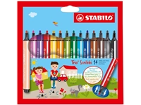 Een Viltstift STABILO Trio Scribbi 368/14 assorti etui à 14 stuks koop je bij Hoekmankantoorartikelen.nl