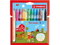 Een Viltstift STABILO Trio Jumbo 380/12 extra large assorti etui à 12 stuks koop je bij VHK Kantoorartikelen