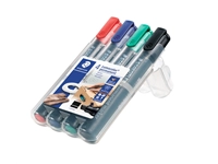 Een Viltstift Staedtler Lumocolor 350 permanent schuin set à 4 stuks assorti koop je bij VHK Kantoorartikelen