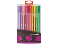 Een Viltstift STABILO Pen 68/20 ColorParade in antraciet/roze etui medium assorti etui à 20 stuks koop je bij VHK Kantoorartikelen