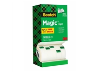 Een Plakband Scotch Magic 810 19mmx33m onzichtbaar mat 12+2 gratis koop je bij VHK Kantoorartikelen