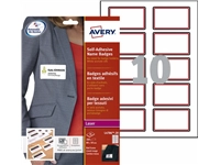 Een Naambadge etiket Avery L4786-20 80x50mm rood kader 200stuks koop je bij VHK Kantoorartikelen