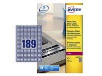 Een Etiket Avery L6008-20 25.4x10mm zilver 3780stuks koop je bij VHK Kantoorartikelen