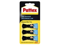 Een Secondelijm Pattex Classic mini trio tube 3x1gram op blister koop je bij VHK Kantoorartikelen