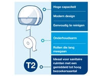 Een Toiletpapierdispenser Tork Mini Jumbo T2 Elevation wit 555000 koop je bij VHK Kantoorartikelen