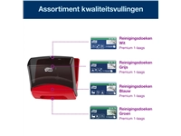 Een Reinigingsdoekdispenser Tork W4 Performance wandmontage zwart/rood 654008 koop je bij VHK Kantoorartikelen