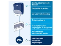 Een Reinigingsdoekdispenser Tork W4 Performance wandmontage zwart/rood 654008 koop je bij VHK Kantoorartikelen