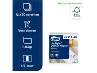 Een Dinnerservetten Tork Premium LinStyle® 1/8 gevouwen 1-laags 50 stuks wit 478145 koop je bij Hoekmankantoorartikelen.nl