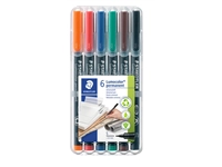 Een Viltstift Staedtler Lumocolor 313 permanent S set à 6 stuks assorti koop je bij VHK Kantoorartikelen