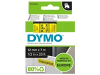 Een Labeltape Dymo LabelManager D1 polyester 12mm zwart op geel koop je bij VHK Kantoorartikelen