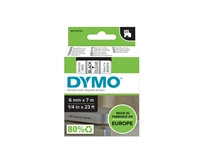 Een Labeltape Dymo LabelManager D1 polyester 6mm zwart op transparant koop je bij VHK Kantoorartikelen