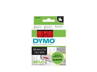 Een Labeltape Dymo LabelManager D1 polyester 24mm zwart op rood koop je bij VHK Kantoorartikelen